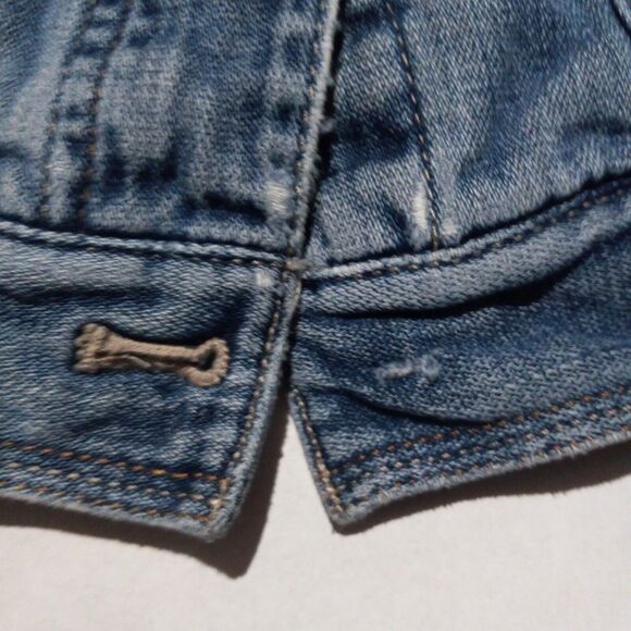 Eddie Bauer Denim Trucker Jacket-Small-Unlined-Pockets-Adjustable Waist-Classic - Picture 7 of 11